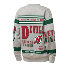 NHL Heather Gray New Jersey Devils Mitchell & Ness Youth Allover Print Fleece Crewneck Sweatshirt