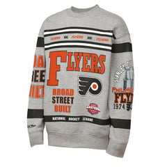 NHL Heather Gray Philadelphia Flyers Mitchell & Ness Youth Allover Print Fleece Crewneck Sweatshirt
