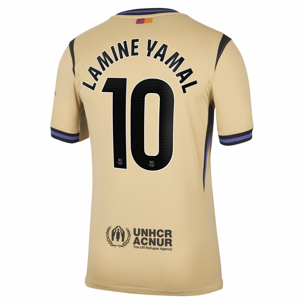 Lamine Yamal Barcelona 2025/26 Away Stadium Replica Jersey - Nike Gold