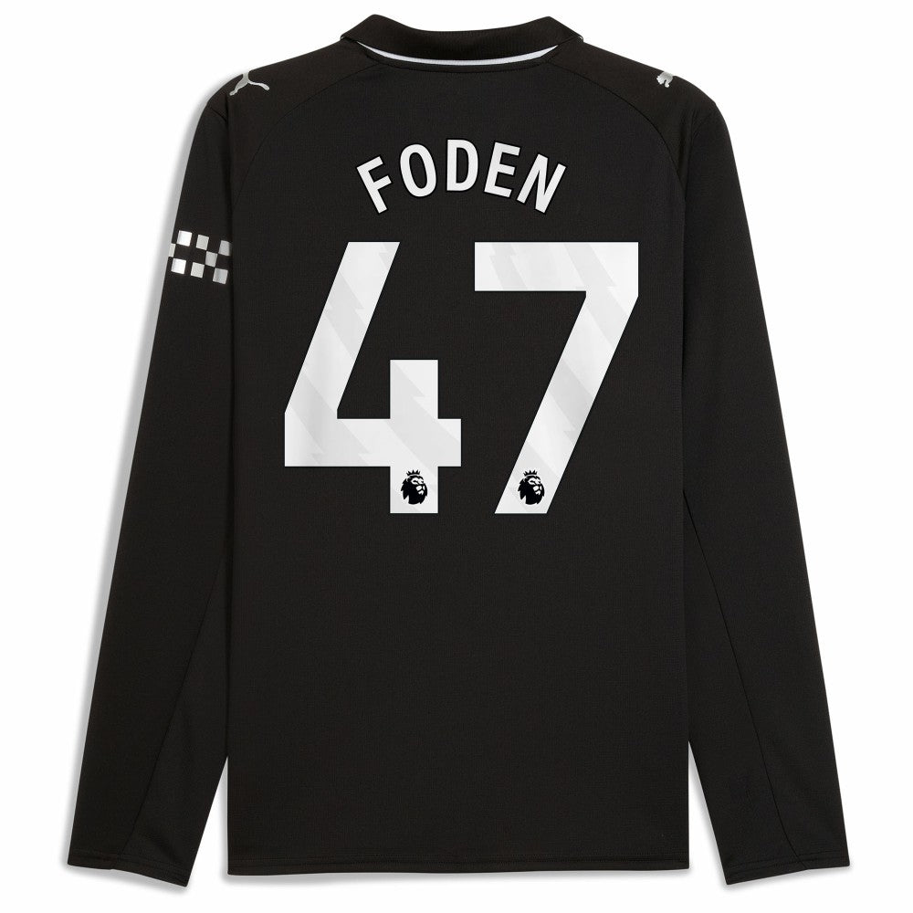 Phil Foden Manchester City Away 2025/26 Replica Long Sleeve Player Jersey - Puma Black