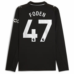 Phil Foden Manchester City Away 2025/26 Replica Long Sleeve Player Jersey - Puma Black