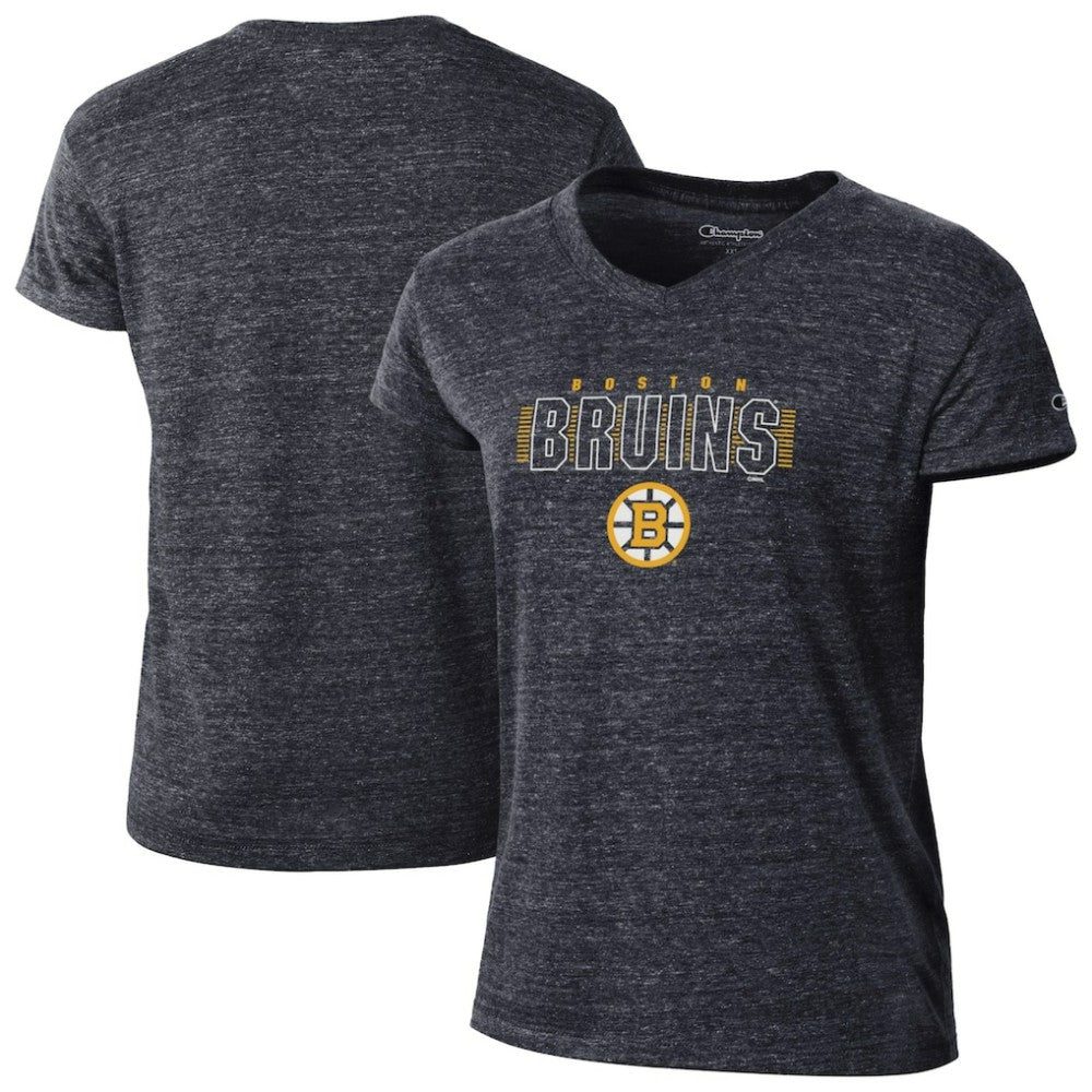 NHL Black Boston Bruins Champion Women's Tri-Blend V-Neck T-Shirt