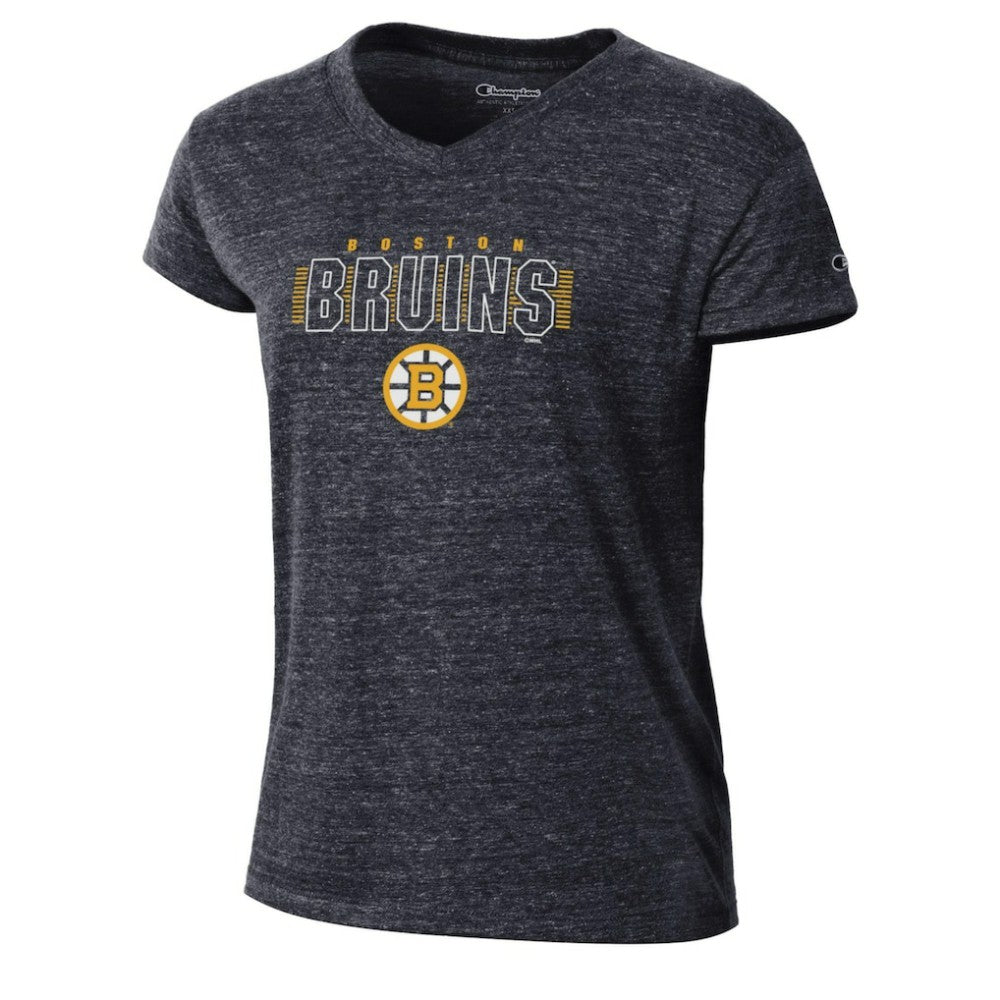 NHL Black Boston Bruins Champion Women's Tri-Blend V-Neck T-Shirt