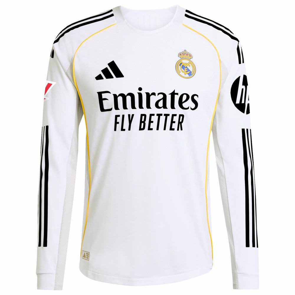 Kylian Mbappé Real Madrid 2025/26 Home Long Sleeve Player Jersey - Adidas White
