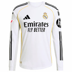 Kylian Mbappé Real Madrid 2025/26 Home Long Sleeve Player Jersey - Adidas White