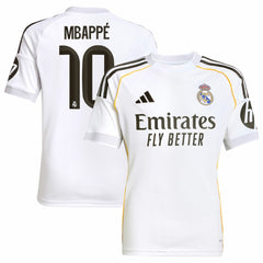 Kylian Mbappé Real Madrid Youth 2025/26 Home Replica Player Jersey - Adidas White