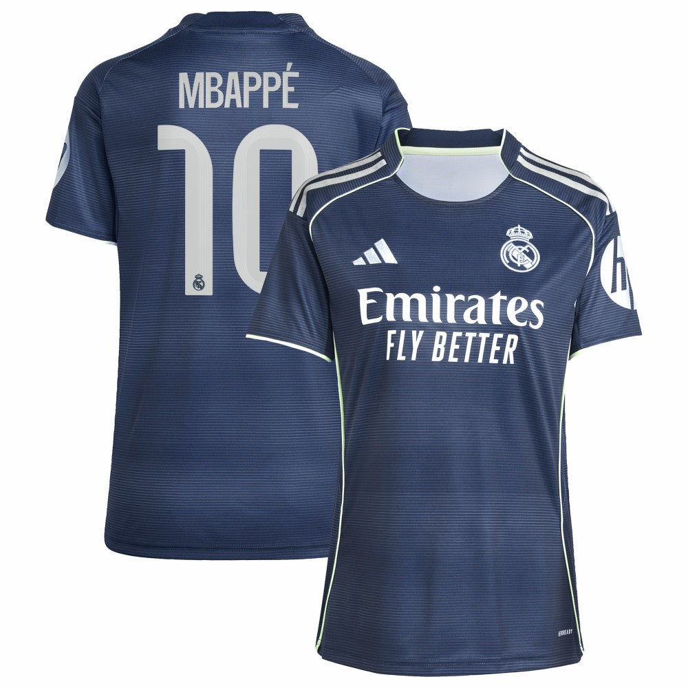 Kylian Mbappé Real Madrid Women's 2025/26 Away Replica Player Jersey - Adidas Blue