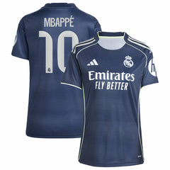 Kylian Mbappé Real Madrid Women's 2025/26 Away Replica Player Jersey - Adidas Blue