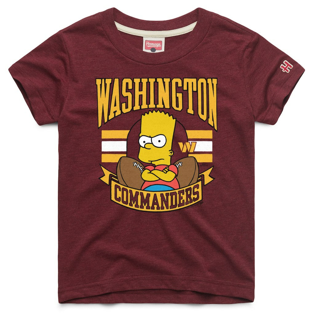 Homage x The Simpsons Youth Tri-Blend T-Shirt - Washington Commanders