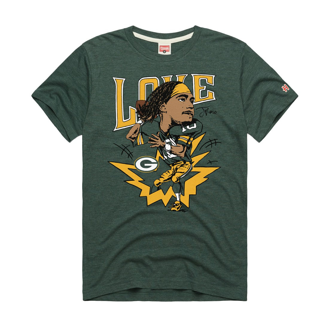 Jordan Love  Homage Unisex Caricature Player Graphic Tri-Blend T-Shirt - Green Bay Packers