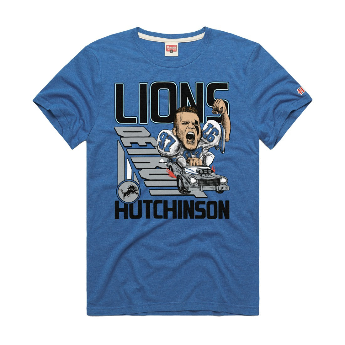 Aidan Hutchinson  Homage Unisex Caricature Player Graphic Tri-Blend T-Shirt - Detroit Lions