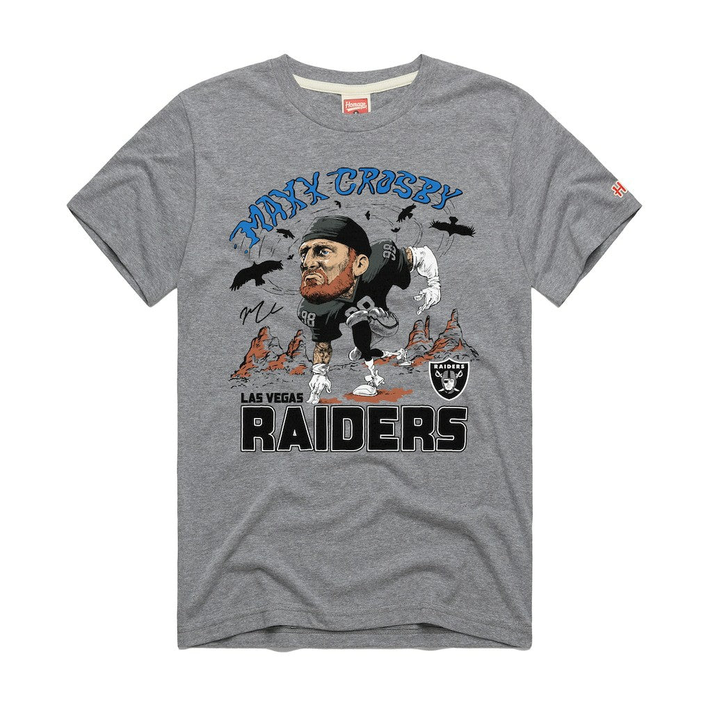 Maxx Crosby  Homage Unisex Caricature Player Graphic Tri-Blend T-Shirt - Las Vegas Raiders