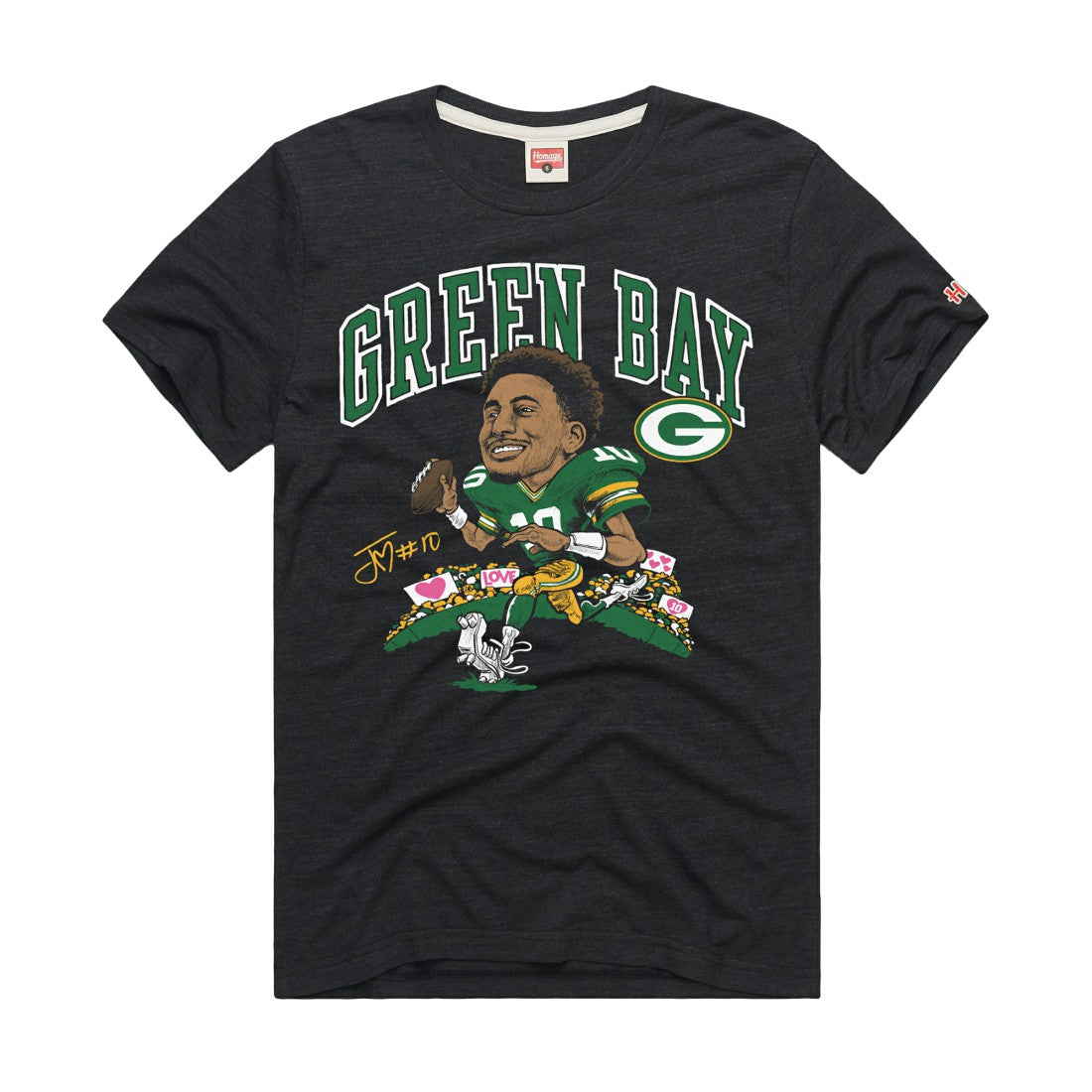 Jordan Love  Homage Unisex Caricature Player Graphic Tri-Blend T-Shirt - Green Bay Packers