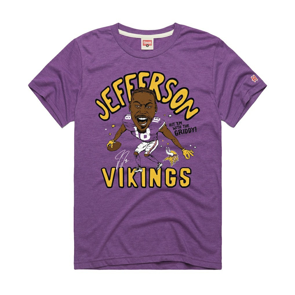 Justin Jefferson  Homage Unisex Caricature Player Graphic Tri-Blend T-Shirt - Minnesota Vikings