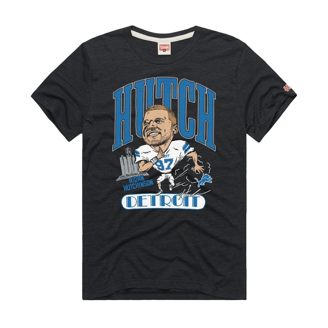 Aidan Hutchinson  Homage Unisex Caricature Player Graphic Tri-Blend T-Shirt - Detroit Lions