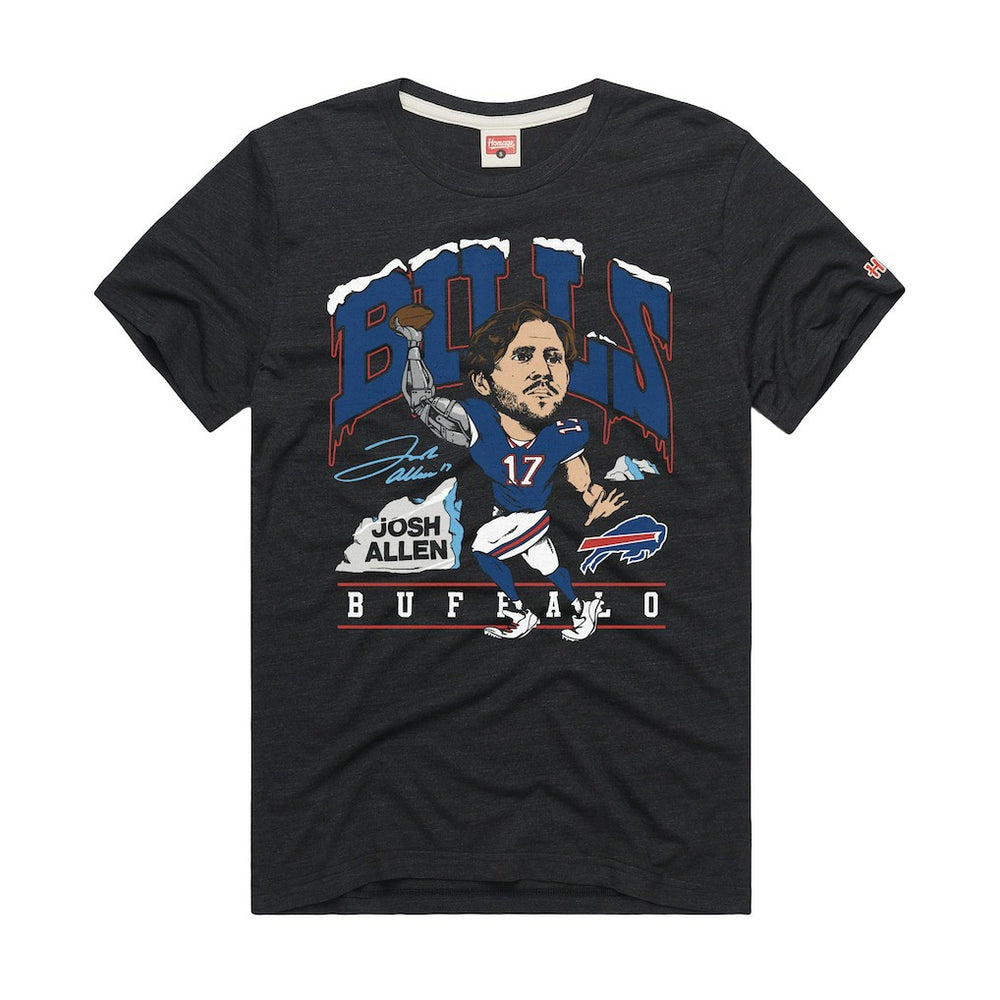 Josh Allen  Homage Unisex Caricature Player Graphic Tri-Blend T-Shirt - Buffalo Bills