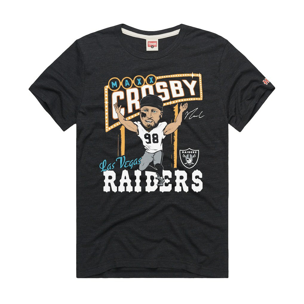 Maxx Crosby  Homage Unisex Caricature Player Graphic Tri-Blend T-Shirt - Las Vegas Raiders