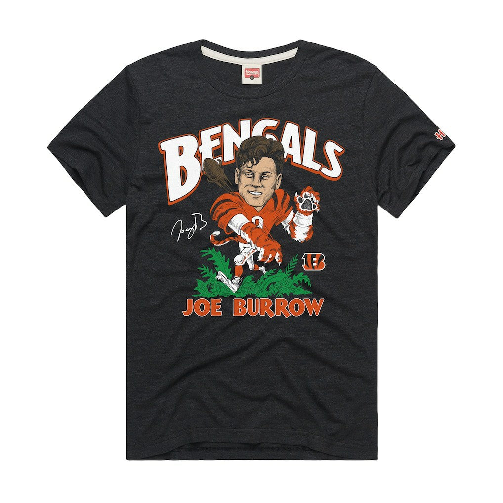 Joe Burrow  Homage Unisex Caricature Player Graphic Tri-Blend T-Shirt - Cincinnati Bengals