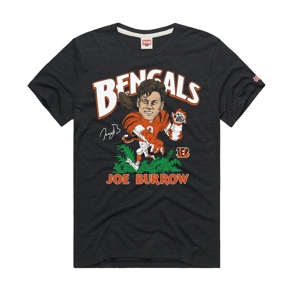 Joe Burrow  Homage Unisex Caricature Player Graphic Tri-Blend T-Shirt - Cincinnati Bengals