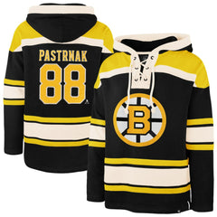 NHL Black David Pastrnak Boston Bruins '47 Player Name & Number Lacer Hoodie