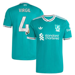 Virgil van Dijk Liverpool 2025/26 Third Player Jersey - Adidas Green