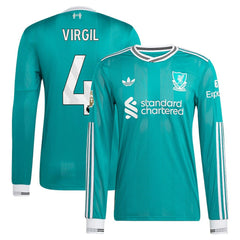 Virgil van Dijk Liverpool 2025/26 Third Long Sleeve Player Jersey - Adidas Green