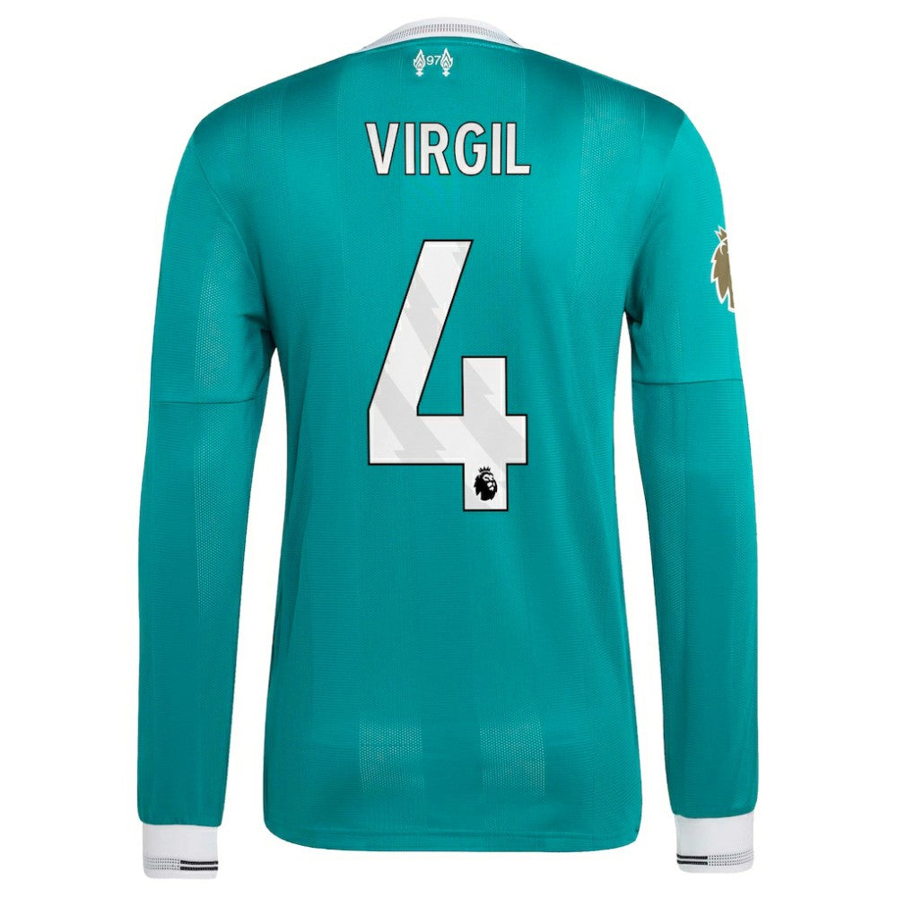 Virgil van Dijk Liverpool 2025/26 Third Long Sleeve Player Jersey - Adidas Green