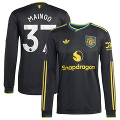 Kobbie Mainoo Manchester United 2025/26 Third Long Sleeve Player Jersey - Adidas Black