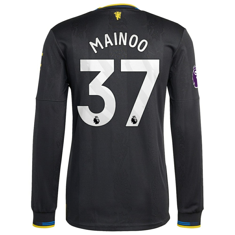 Kobbie Mainoo Manchester United 2025/26 Third Long Sleeve Player Jersey - Adidas Black