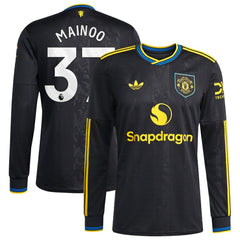 Kobbie Mainoo Manchester United 2025/26 Third Replica Long Sleeve Player Jersey - Adidas Black