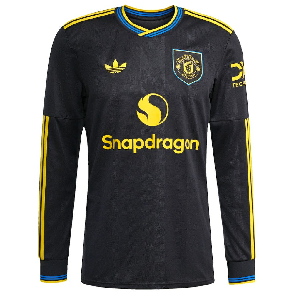 Kobbie Mainoo Manchester United 2025/26 Third Replica Long Sleeve Player Jersey - Adidas Black