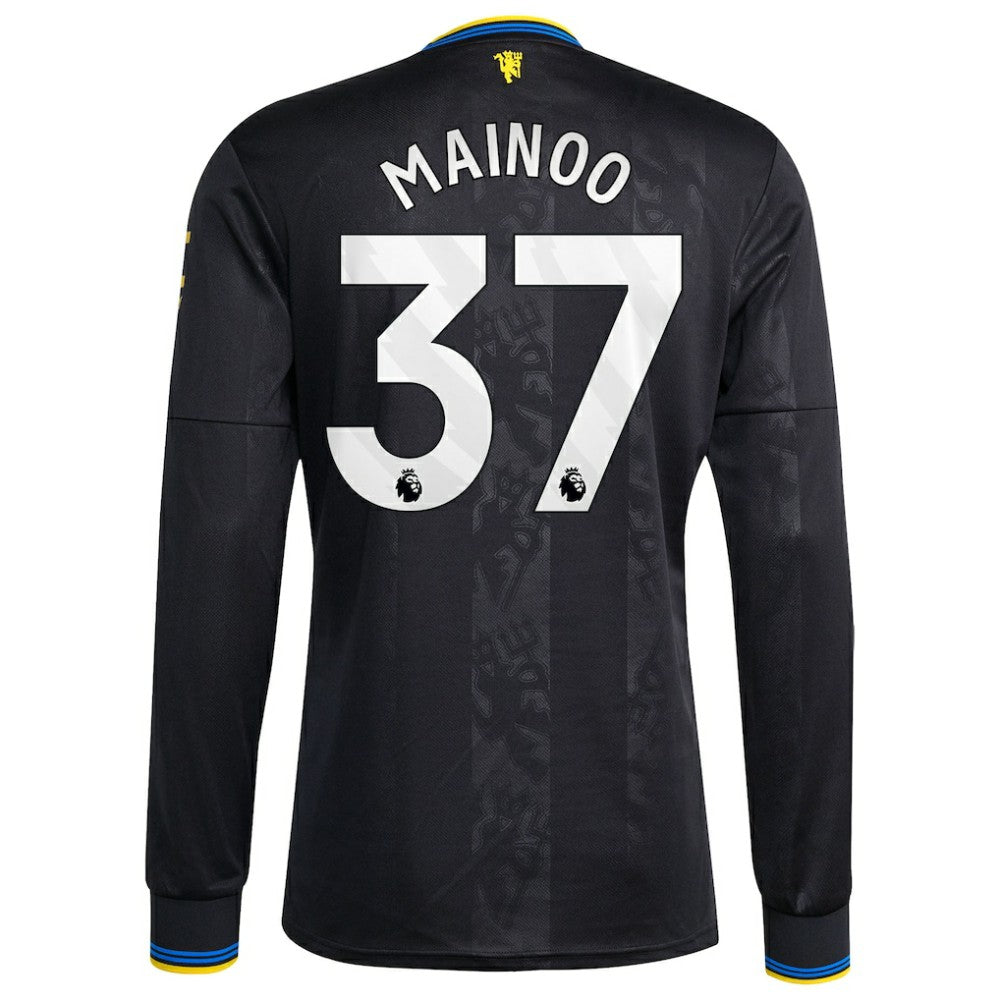 Kobbie Mainoo Manchester United 2025/26 Third Replica Long Sleeve Player Jersey - Adidas Black