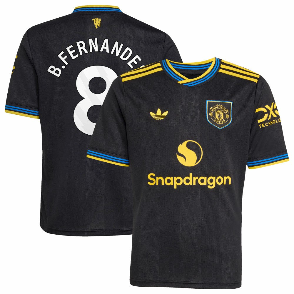 Bruno Fernandes Manchester United Youth 2025/26 Third Replica Player Jersey - Adidas Black