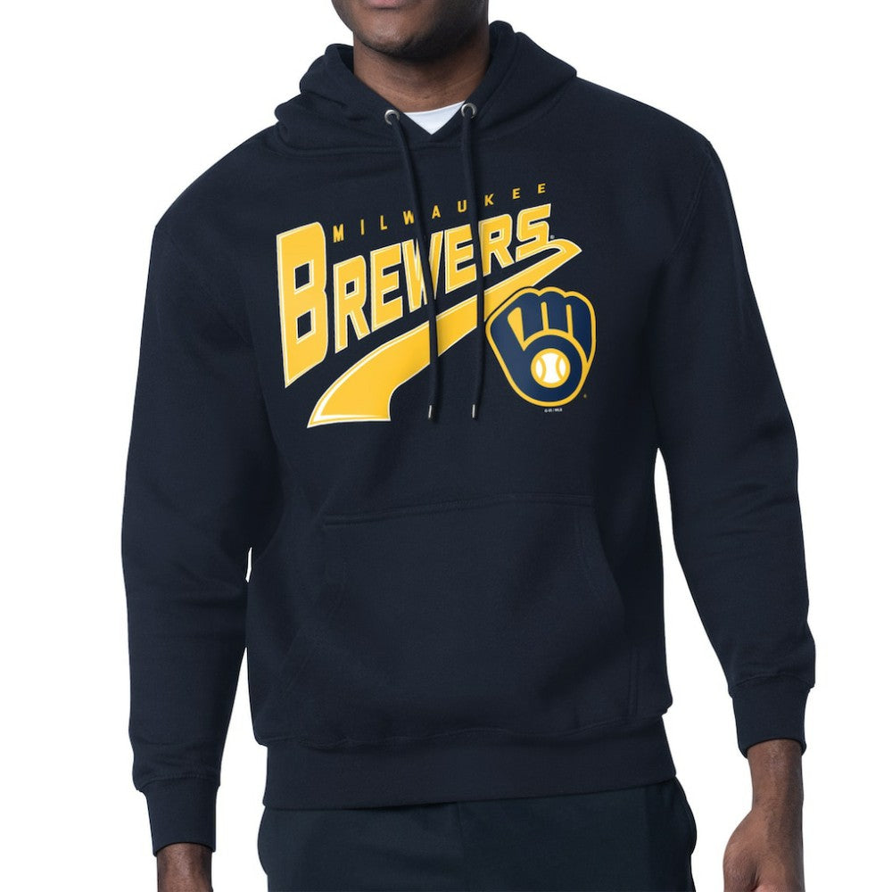 MLB Milwaukee Brewers Starter Modern Tailsweep Fleece Tri-Blend Pullover Hoodie