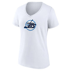 NHL White Winnipeg Jets Women's Primary Logo V-Neck T-Shirt