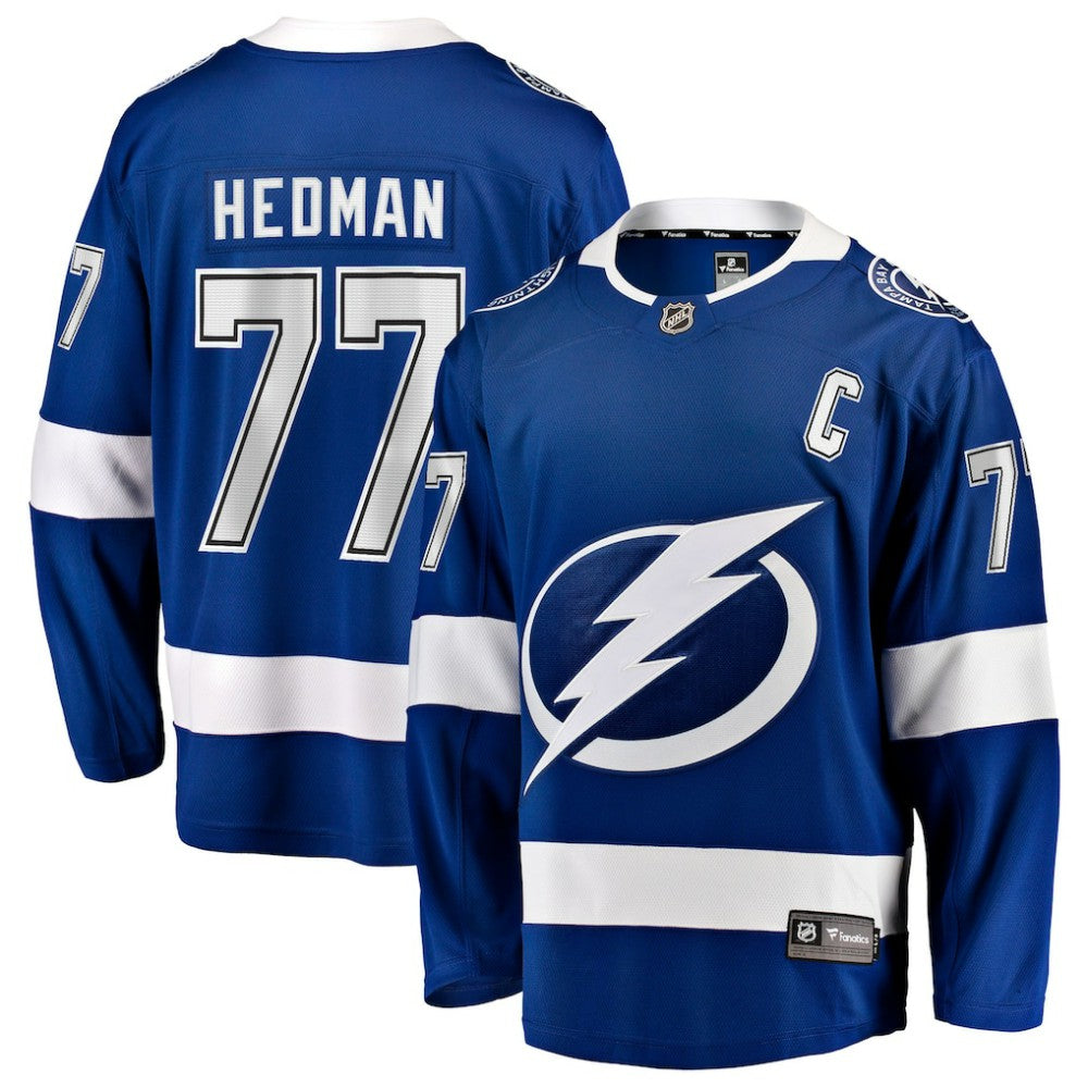NHL Blue Victor Hedman Tampa Bay Lightning Fanatics Home Captain Patch Breakaway Jersey