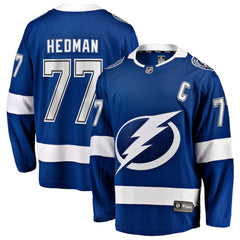 NHL Blue Victor Hedman Tampa Bay Lightning Fanatics Home Captain Patch Breakaway Jersey