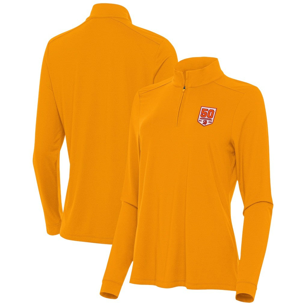 Antigua Women's 50th Season Intent Quarter-Zip Sweatshirt - Tampa Bay Buccaneers