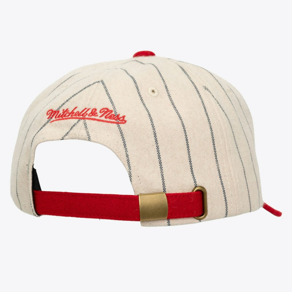MLB Boston Red Sox Mitchell & Ness Unisex Vintage Ground Melton Wool Pinstripe Adjustable Hat