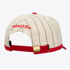 MLB Cincinnati Reds Mitchell & Ness Unisex Vintage Ground Melton Wool Pinstripe Adjustable Hat