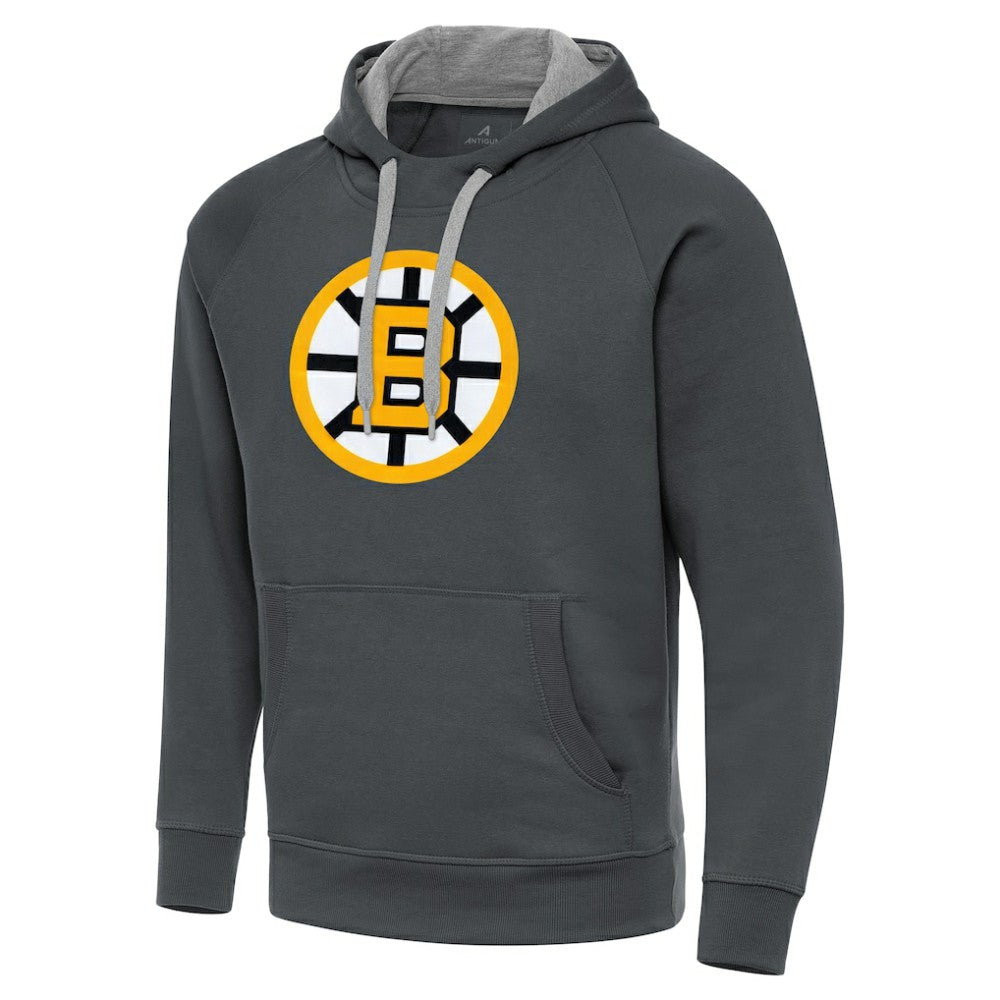 NHL Charcoal Boston Bruins Antigua Victory Pullover Hoodie