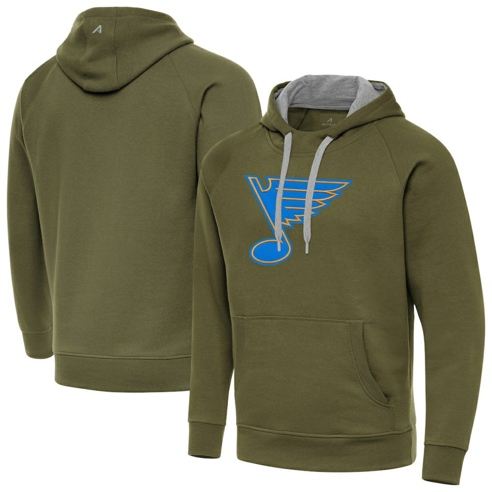 NHL Olive St. Louis Blues Antigua Victory Pullover Hoodie