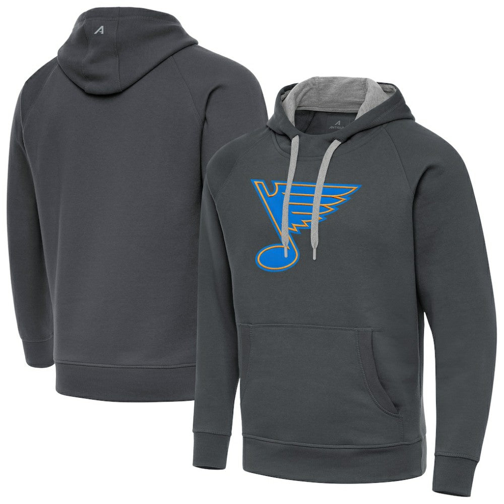 NHL Charcoal St. Louis Blues Antigua Victory Pullover Hoodie