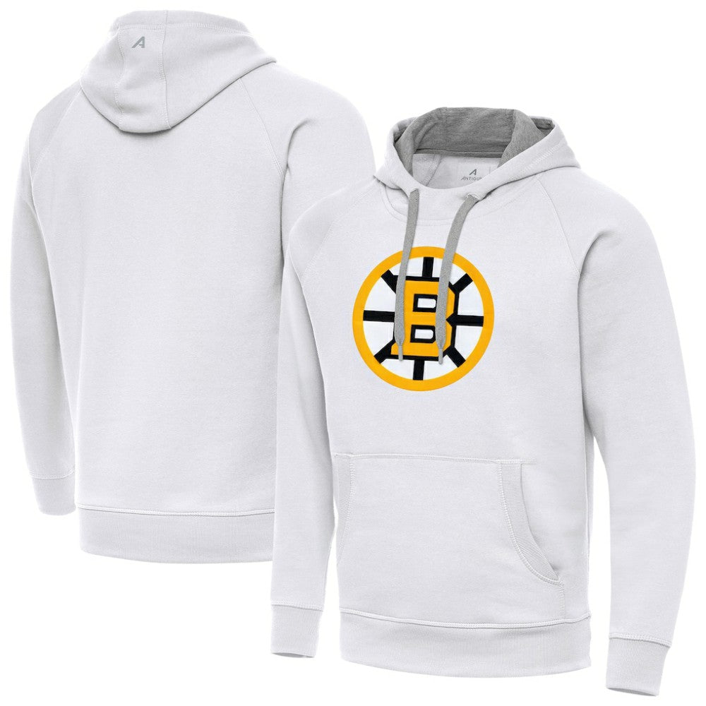NHL White Boston Bruins Antigua Victory Pullover Hoodie