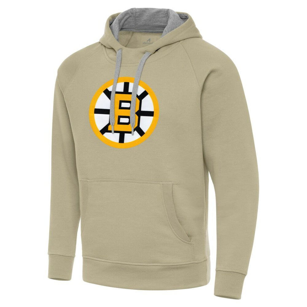 NHL Khaki Boston Bruins Antigua Victory Pullover Hoodie
