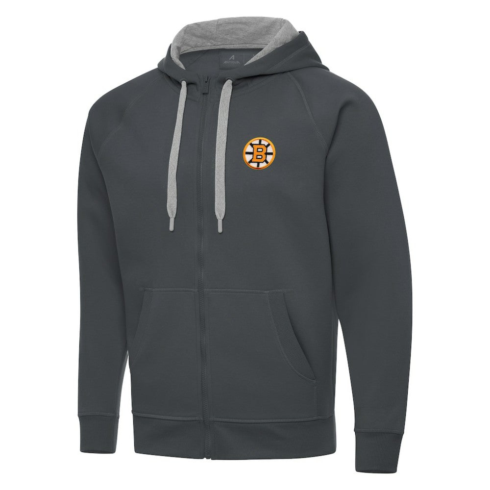 NHL Charcoal Boston Bruins Antigua Victory Full-Zip Hoodie