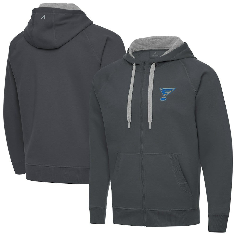 NHL Charcoal St. Louis Blues Antigua Victory Full-Zip Hoodie