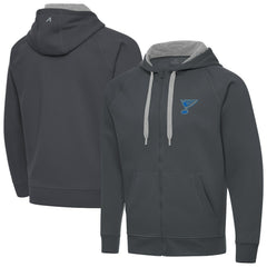 NHL Charcoal St. Louis Blues Antigua Victory Full-Zip Hoodie