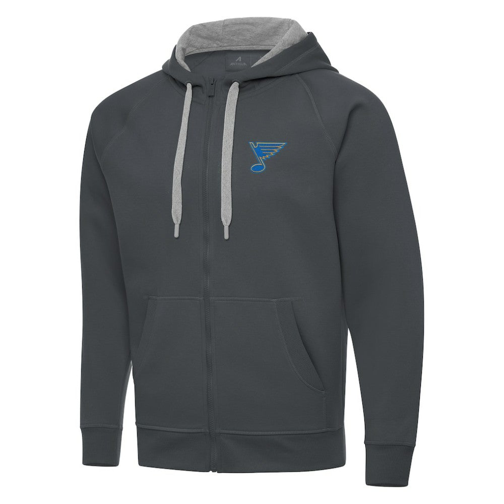 NHL Charcoal St. Louis Blues Antigua Victory Full-Zip Hoodie