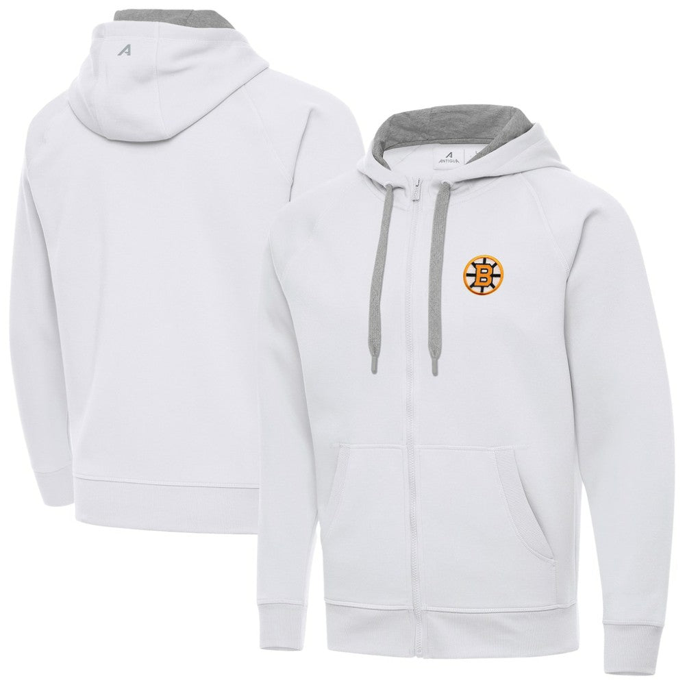 NHL White Boston Bruins Antigua Victory Full-Zip Hoodie